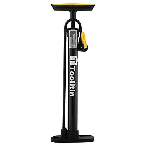 Bike Pump : TOOLITIN Bike Pump Portable Floor Bicycle Tires Air Pumps with Presta and Schrader, Multifunctional Ball Needle, for Mountain and Road Bikes Tires, Ball Pump
