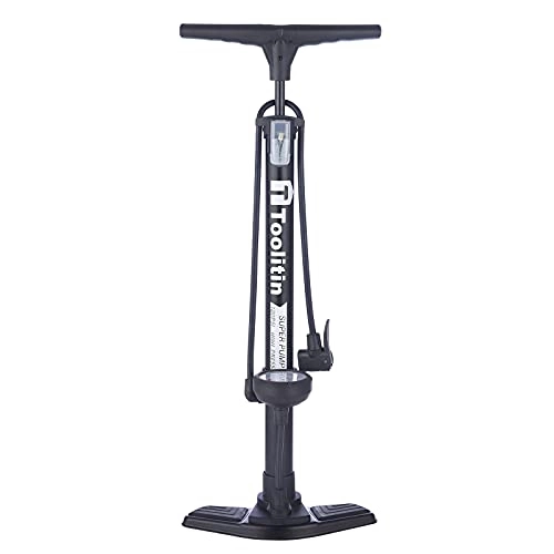 Bike Pump : TOOLITIN Bike Pump with Gauge, 120 Psi High Pressure, Floor Bicycle Pump Compatible with Presta and Schrader Valve, Bike Tire Pump for Road Bike, MTB, Hybrid, Balls