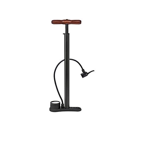 Bike Pump : Traditional Steel MTB Road Bike Track Pump, Floor Stirrup Pump Wooden Handle With Digital Gauge High Pressure160 PSI Schrader / Presta