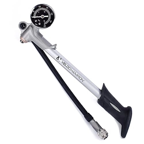 Bike Pump : VeloChampion Universal High Pressure Mountain Bike Shock Pump. Precision Inflation for Front and Read Suspension with Secure Connection and Air Release Valve