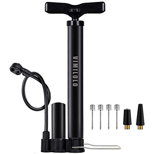 Bike Pump : VIMILOLO Bike Pump Portable, Ball Pump Inflator Bicycle Floor Pump with high Pressure Buffer Easiest use with Both Presta and Schrader Bicycle Pump Valves-160Psi Max