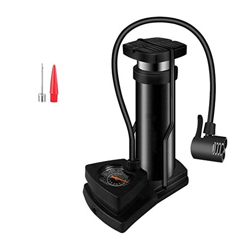 Bike Pump : Wghz Bicycle Pump Aluminum Alloy Mini Portable Folding Foot For For Valve Multi-Function Inflator (Color : Black)