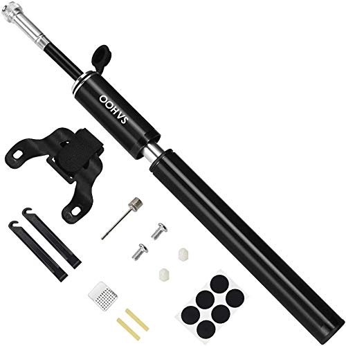 Bike Pump : WOTOW Mini Bike Pump, 160 PSI High Pressure Handheld Portable Fast Air Inflate Pump Fits Presta and Schrader Frame Mounted Bicycle Tire Pump with Glueless Puncture Kit Tire Pry Bars for Road MTB BMX