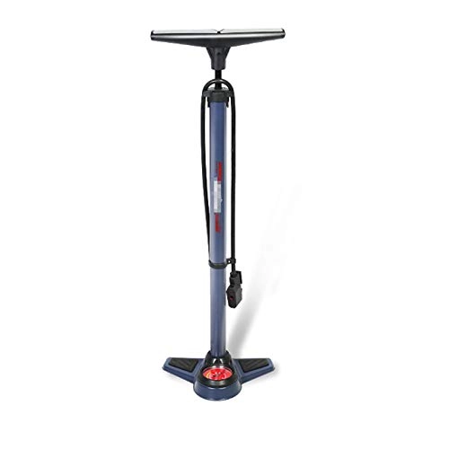 Bike Pump : xiaokeai Bicycle Ergonomic Bike Floor Pump, High Pressure Hand Pump with Barometer / Compatible with Most Nozzles (Color : Blue)