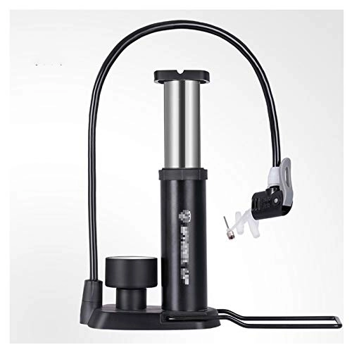 Bike Pump : xiaokeai Bicycle Foot Pump, Portable Mini Air Pump / mountain Bike Motorcycle Basketball Available (with Barometer) (Color : Black)