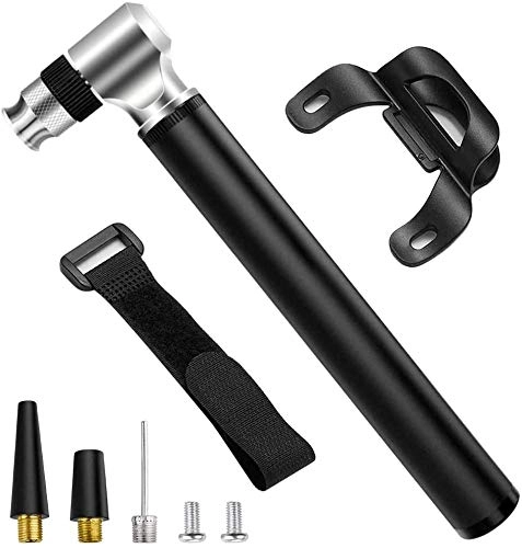 Bike Pump : XJJ-Mini Bike Pump, with Flexible Hose Save Energy Easy Pumping, Fits Presta & Schrader Valve, [300 PSI][Full Set] Mini Bicycle Pump Hand Pump with Needle And Frame Mount Perfect