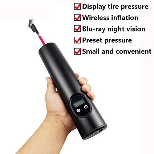 Bike Pump : YA&NG Mini Bike Pump, 150PSI Portable Automatic Cordless Digital Tyre Inflator with Digital LED Light Rechargeable for Bicycles Car Motorcycle Swim Ring Balls