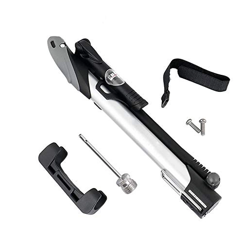 Bike Pump : YaGFeng Bike Pump Portable Bicycle Tire Air Pump And Pressure Gauge Folding Handle Mini Bicycle Pump Is Very Suitable For Mountain And Road Bike Electric Bicycle (Color : Silver, Size : 27.5cm)