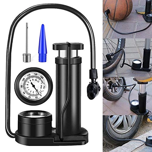 Bike Pump : Yarmy Bike Pump Portable with Gauge Min Bicycle Frame Pump Inflator Bike Accessories Bikes Cycling Pump for Presta & Schrader Valve Free Gas Ball Needle Mountain Motorcycle Basketball Electric Car