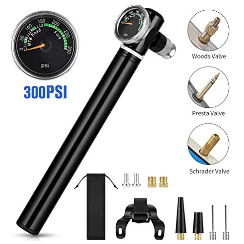 Bike Pump : yivar 300 PSI Mini Bike Pump, Bicycle Pump Portable Compact with Frame Fits Presta and Schrader, Mini Bicycle Air Pump for Road, Mountain Bikes, Including Gas Needle to Inflate Sports Balls, Balloons