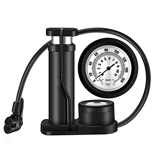 Bike Pump : YLiansong-home Portable Bicycle Pumps Foot Pump Portable Mini High Pressure Bicycle Pump Electric Bicycle with Pressure Gauge for Bike Tyres (Color : Black, Size : 18cm)