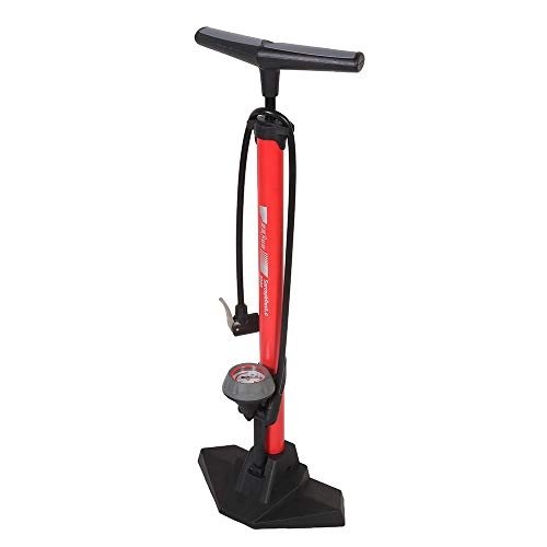 Bike Pump : YRDDJQ Bicycle Floor Air Pump with 160PSI Gauge High Pressure Bike Tire Inflator Portable Home Use Car Motorcycle Basketball(Red)