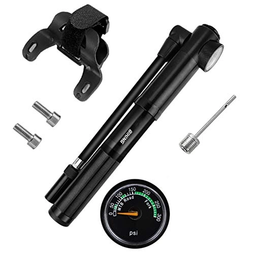 Bike Pump : YRXWAN Bike Pump with Pressure Gauge, [300 PSI][Perfect Full Set] High Pressure Cycling Air Pump, for Road, Mountain Bikes, Including Gas Needle to Inflate Sports Balls, Balloons, Black