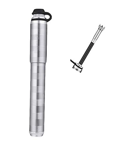 Bike Pump : ZGL Bike Pump Fits Presta and Schrader, Mini Portable Bicycle Tire Pump for Road, Mountain and BMX Bikes, High Pressure 130 PSI, Includes Mount Kit, Football Basketball Needle Accessories (Silver)