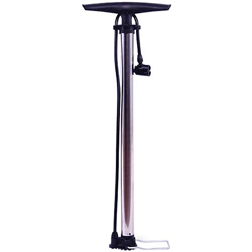Bike Pump : ZIQIDONGLAI Bike Floor Pumps Stainless Steel Type Air Pump Motorcycle Electric Bicycle Basketball Universal Air Pump (Color : Black, Size : 64x22cm)