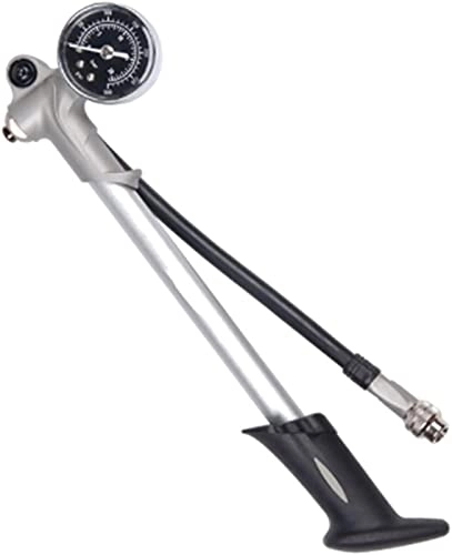 Bike Pump : ZRKJ-jl 300PSI Air Supply Inflator Bicycle Pump To Inflate Fork Shock Fits With Psi / bar Gauge Bleeder Foldable Hose GS02D (Color : Black) (Color : Black) (Color : Silver)