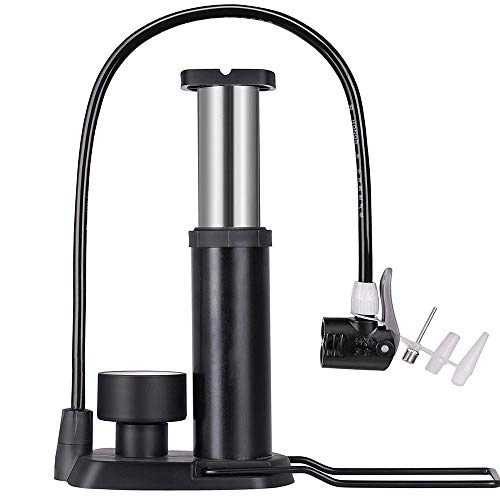 Bike Pump : ZXCCQ Bike Pump, Universal Mini Floor Bicycle Pump with Gauge & Smart Valve Head, 120 Psi High Pressure Pump for Mountain Bicycle / Motorcycle / Ball, Automatically Reversible Presta & Schrader, Black