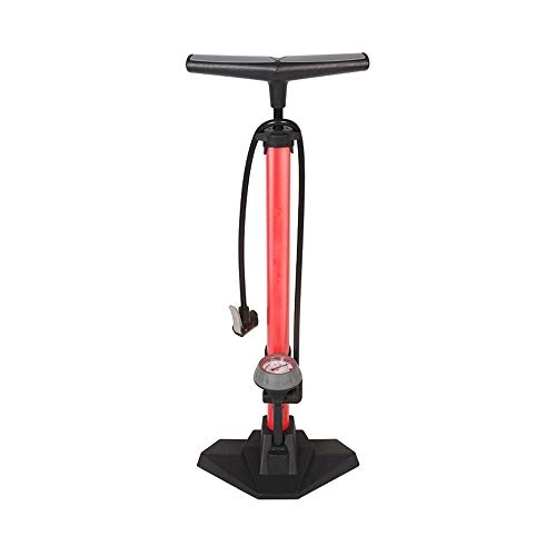 Bike Pump : Zyyqt Portable Bicycle Pump, Bicycle Tire Floor Inflator Air Pump With 170PSI Gauge Pressure High Pressure Bicycle Accessories (Color : Red)