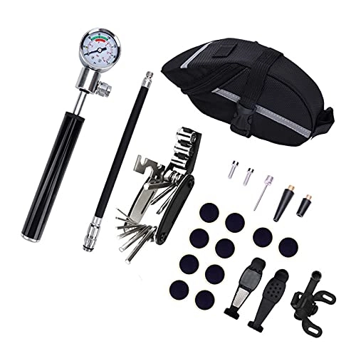 Bike Pump : ZZHH Cycling Pump Portable High Pressure Pump Bike Pump Mountain Bike Bicycle Portable Bicycle Accessories Bicycle Repair (Color : BLACK)