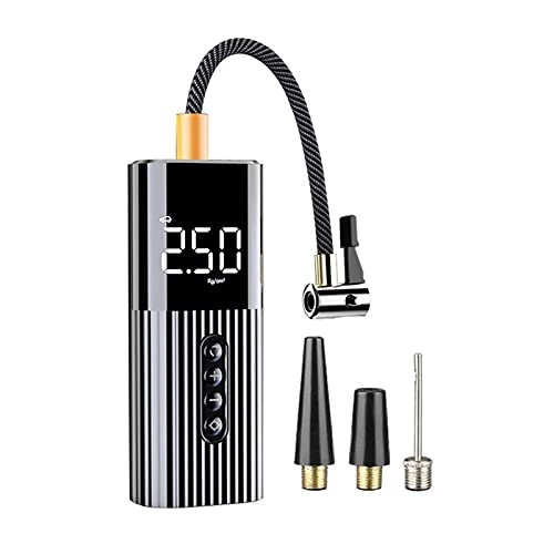 Bike Pump : ZZHH Mini Inflatable Portable Air Compressor Pump with LED Lighting 12V 150PSI Wire Air Pump For Car Bicycle Balls (Color : Black)