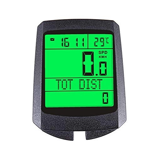 Cycling Computer : 2.1 inch Bike Wireless Computer Rainproof Multifunction Riding Bicycle Odometer Cycling Speedometer Stopwatch Backlight, green