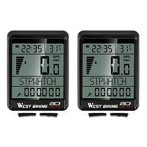 Cycling Computer : Amosfun 2pcs 5 Countries Language Bike Computer Wireless Stopwatch Waterproof Cycling Bike Sensor Digital Odometer Speedometer Code Table (Black)