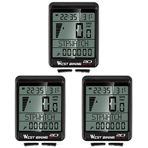 Cycling Computer : Amosfun 3pcs 5 Countries Language Bike Computer Wireless Stopwatch Waterproof Cycling Bike Sensor Digital Odometer Speedometer Code Table (Black)