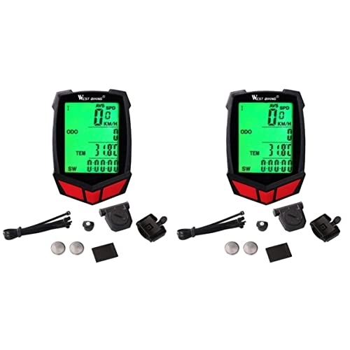 Cycling Computer : BESPORTBLE 2pcs20 Odometer Stopwatch Computer Mtb Waterproof Mountain Speedometer Road Cycling for Functions Lcd Bike Red Wireless Wake- up Display