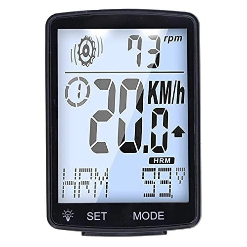Cycling Computer : Bicycle Computer 2.8in Large Screen LED Luminous Stopwatch Multifunction Bike Speedometer (White)