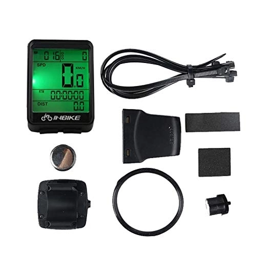 Cycling Computer : Bicycle Computer LCD Wireless Waterproof Speedometer Odometer Bicycle Bike accessories Silicone Bike Light (Black, One Size)