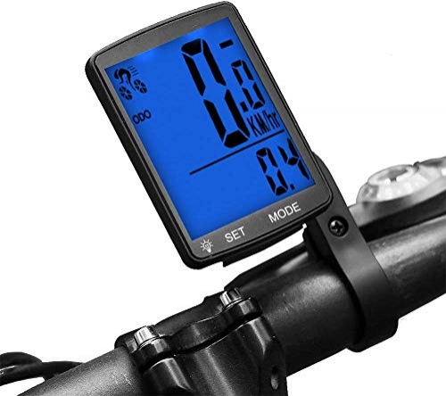 Cycling Computer : Bicycle Speedometer LCD Display Wireless Bike Computer Odometer Waterproof Bike Pedometer Cycling Speed Meter Automatic Memory Measurable Temperature Stopwatch 3.15X2.1X0.73'' (Blue Light)
