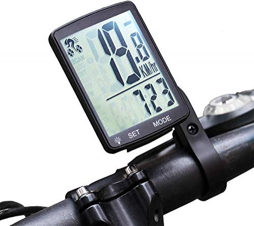 Cycling Computer : Bicycle Speedometer LCD Display Wireless Bike Computer Odometer Waterproof Bike Pedometer Cycling Speed Meter Automatic Memory Measurable Temperature Stopwatch 3.15X2.1X0.73'' (White Light)