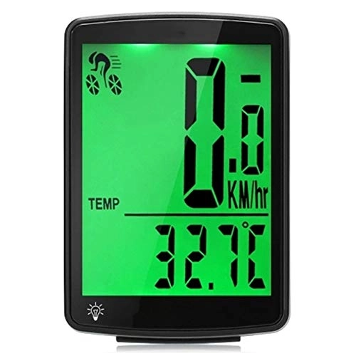 Cycling Computer : Bike Computer Wireless Bike Computer Multi Functional LCD Screen Bicycle Computer Mountain Bike Speedometer Odometer for Fitness Fanatic (Color : Green, Size : ONE SIZE)