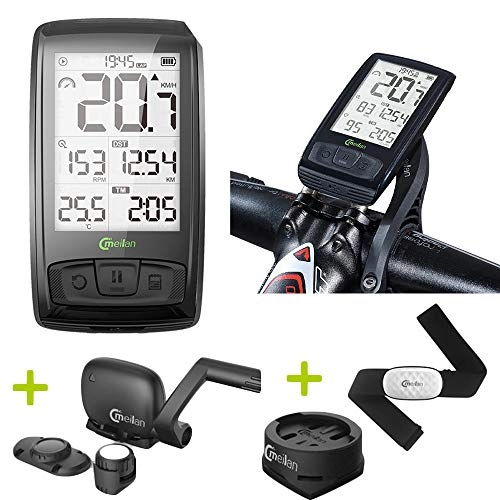 Cycling Computer : Bike Computer Wireless Bluetooth Bicycle Speedometer with Heart Rate / ANT+ / Cadence Speed Sensor, MTB Cycing Odometer