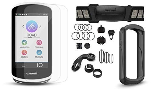 Cycling Computer : Bike Computer With Chest HRM, Speed / Cadence Sensors, Playbetter Silicone Case & Glass Screen Protectors | Bike Mounts | GPS Navigation (+Bundle, Black Case)