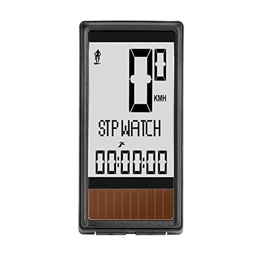 Cycling Computer : Bike Odometer Large Screen LCD Wireless Solar Energy Bike Computer Multifunction Waterproof Five Languages Cycle Bicycle Speedometer Odometer Bike Speedometer (Color : Black, Size : ONE SIZE)