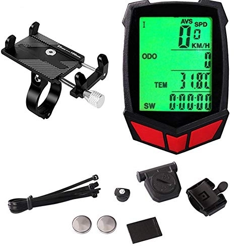Cycling Computer : Bike Speedometer / Wireless Bicycle Speedometer / Speedometer / Bike Odometer, Bike Computer Waterproof Accurate Speed Tracking, with Extra Large LCD Display Waterproof & A Solid Phone Holder