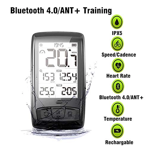 Cycling Computer : Bluetooth 4.0 Wireless Bicycle Computer With Speed Sensor Chest Heart Rate Monitor Waterproof Bike Speedometer Odometer