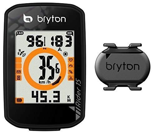 Cycling Computer : Bryton Rider 15C with Cadence Sensor, Black, One Size