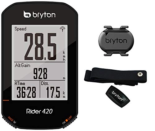 Cycling Computer : Bryton Unisex_Adult 420T Rider with Cadence and Cardio Band, Black, 83.9x49.9x16.9