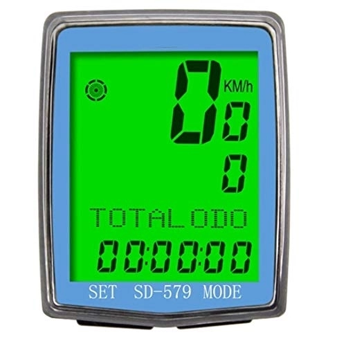 Cycling Computer : CaoQuanBaiHuoDian Bicycle Computer Bike Computer Waterproof LCD Display Cycling Bike Computer Odometer Speedometer with Green Backlight Practical and Easy to Install (Color : Blue, Size : One size)