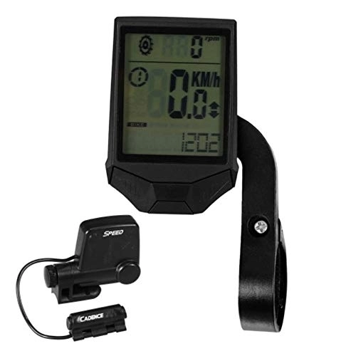 Cycling Computer : CaoQuanBaiHuoDian Bicycle Computer Cycling Wireless Computer Bike Computer Cadence Rainproof Cycling Computer with Backlight LCD Practical and Easy to Install (Color : Black, Size : One size)