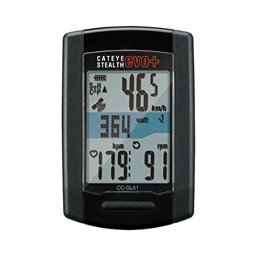 Cycling Computer : CatEye Adult Stealth Evo + Inc Speed / Cadence / Heart Rate Sensors Cycle Computers - Black, NO SIZE