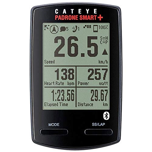 Cycling Computer : CATEYE Padrone Smart+ CC-SC100B Bicycle Computer Black Large