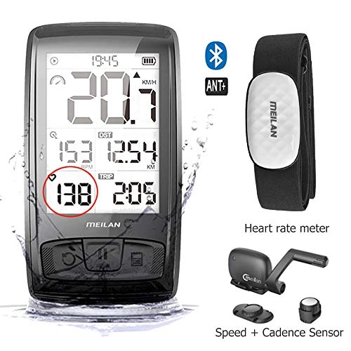 Cycling Computer : CHEDENG M4 Wireless Bicycle Computer Bike speedometer with Speed & Cadence Sensor can connect Bluetooth ANT+(SET A Heart Rate Monitor) ZHAOMIHU (Color : C M4xC5)