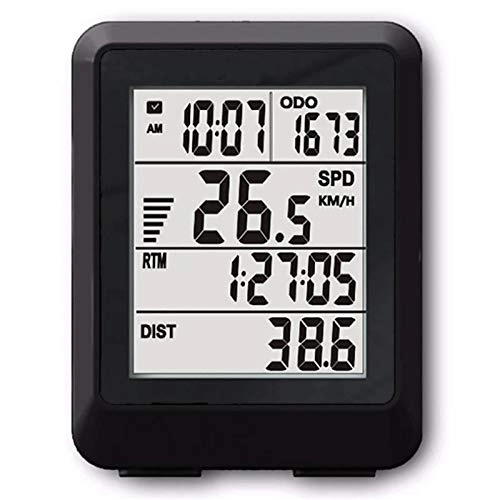 Cycling Computer : ChengBeautiful Bike Computer Wireless 11 Functions 4 Lines Display Bike Computer Bicycle Odometer Power Meter (Color : Black, Size : ONE SIZE)