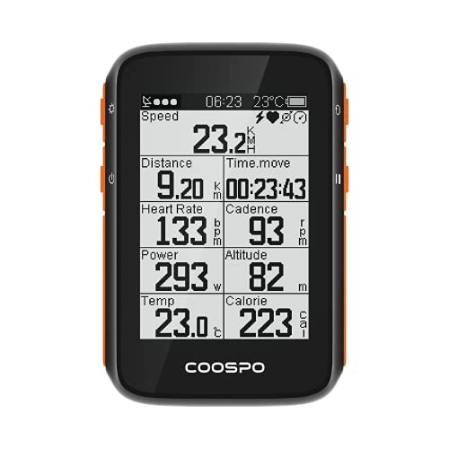 Cycling Computer : CooSpo GPS Bike Computer Wireless Navigation Bicycle Speedometer Odometer with 2.4 Inch LCD Display Waterproof IP67 Support Bluetooth 5.0 ANT+ 80Kinds of Data