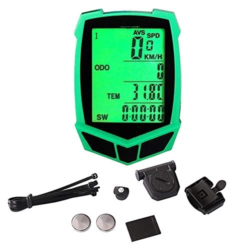 Cycling Computer : Cxraiy-SP Bike Speedometer Bicycle Stopwatch Road Car Speedometer Odometer Mountain Bike Cycling Equipment (Color : Green, Size : One size)