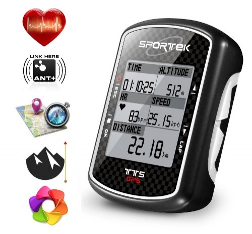 Cycling Computer : Cycling bike computer / Navigator SPORTEK TTS GPS map & heart rate monitor