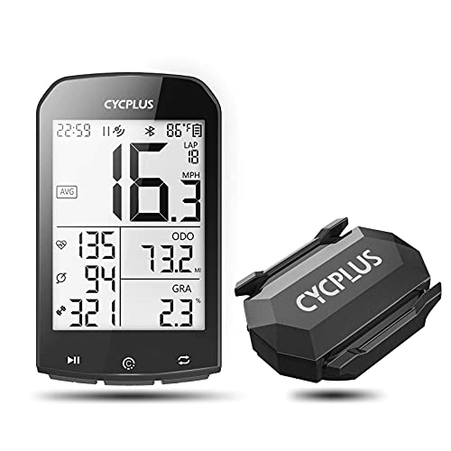 Cycling Computer : CYCPLUS M1 GPS Bike Computer 2.9 Inch LCD Display Bicycle Speedometer and Odometer and C3 Speed / Cadence Sensor